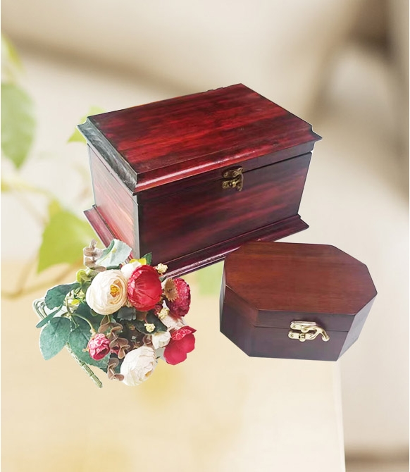 Cross Blessing Funeral Supplies Crematorium Commodity Solid Wood Ashes Box